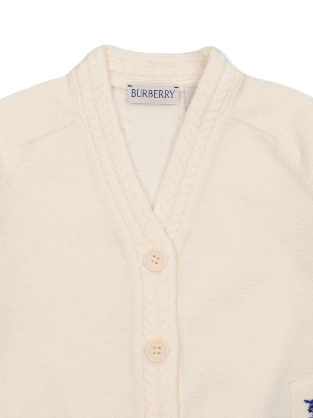 BURBERRY kids Cream Knit Cardigan with Blue Motif. NWT 6 months and up. 68cm